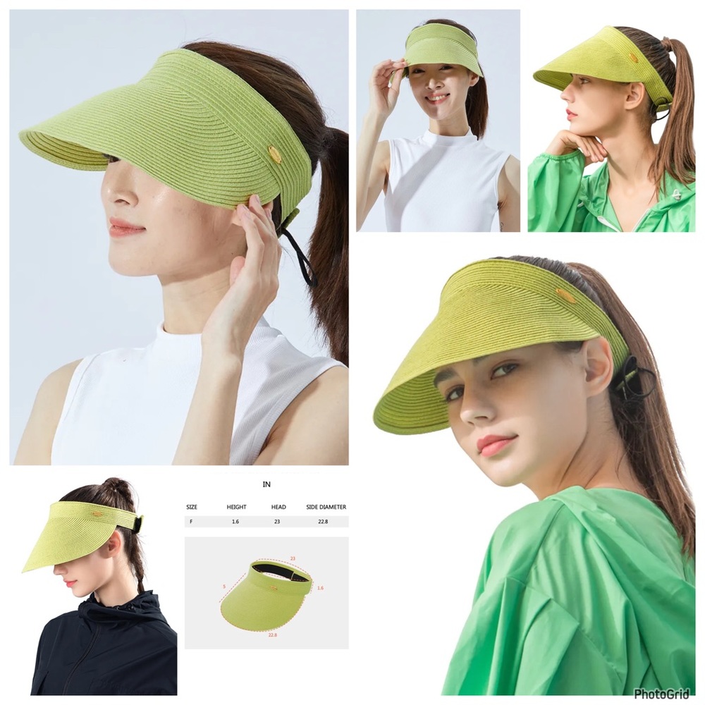 Oh Sunny green visor hat with carry on bag NWT
